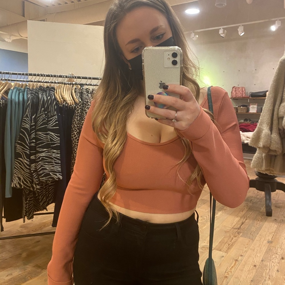 Rust Long Sleeve Crop Top